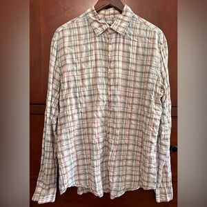 356. Men's John Varvatos Vintage Multicolor Plaid Cotton Blend Button-Down Shirt